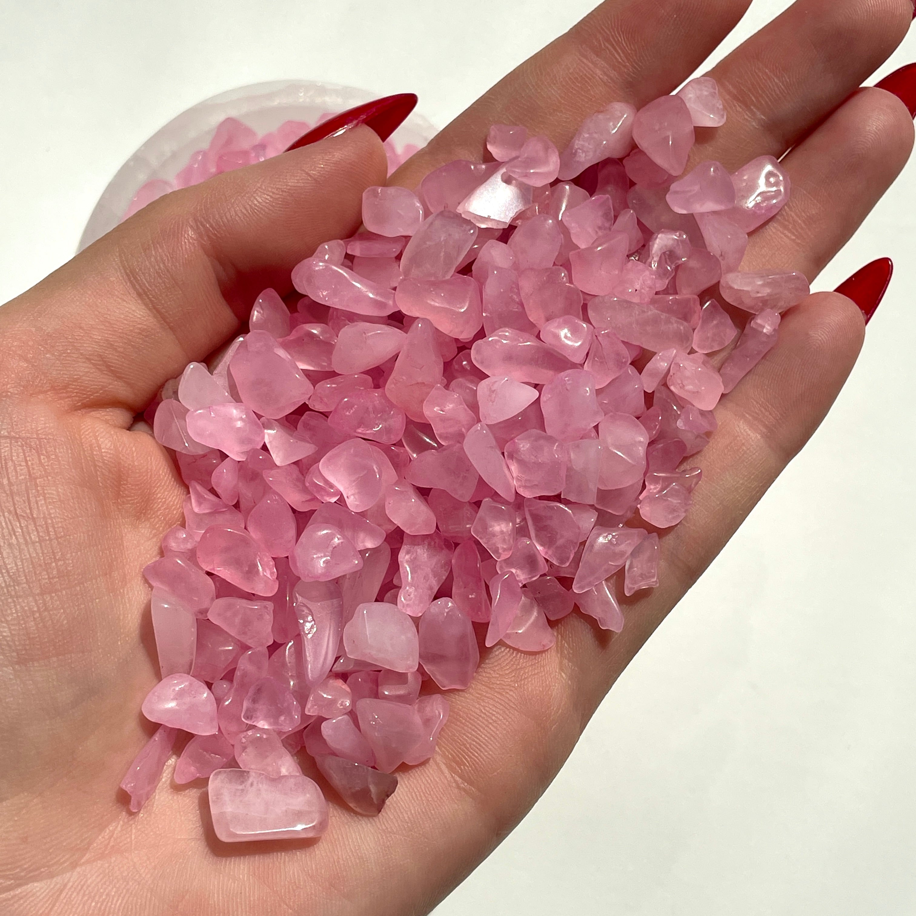 Rose Quartz Chips - (Colour Enhanced) - 500 gms Rose Quartz Chips - (Colour Enhanced) - 500 gms
